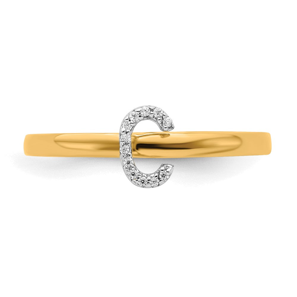 14K Gelbgold Ring mit natürlichem Diamant Initial „C“