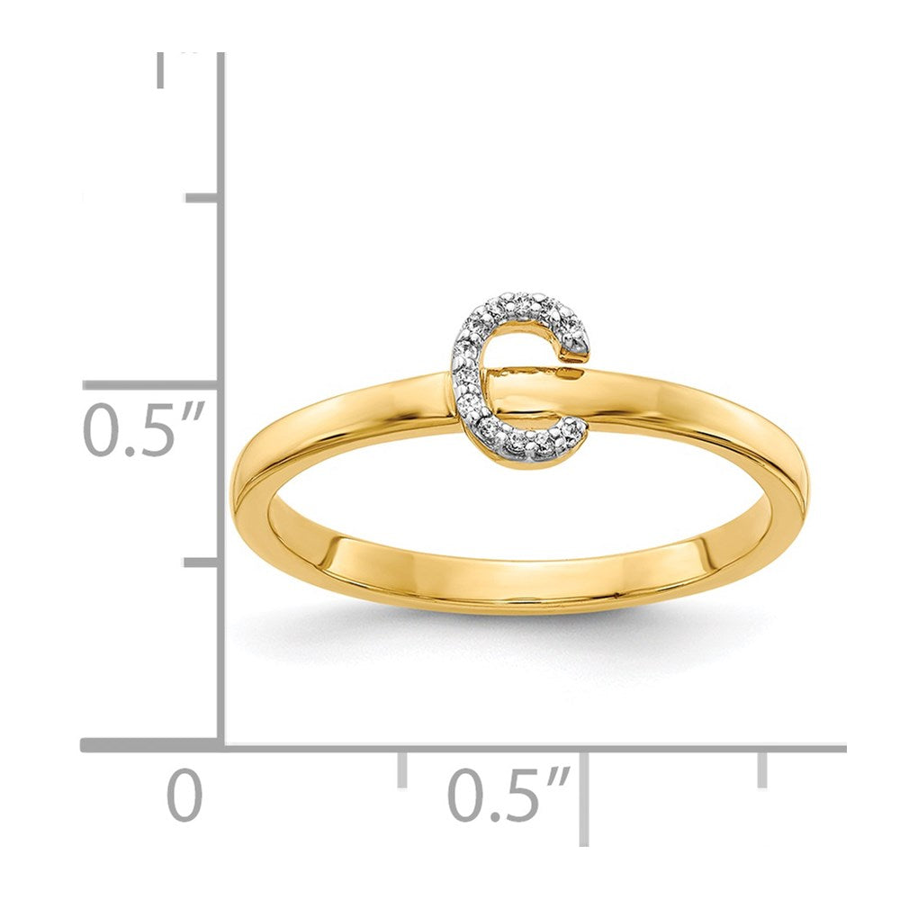 14K Gelbgold Ring mit natürlichem Diamant Initial „C“