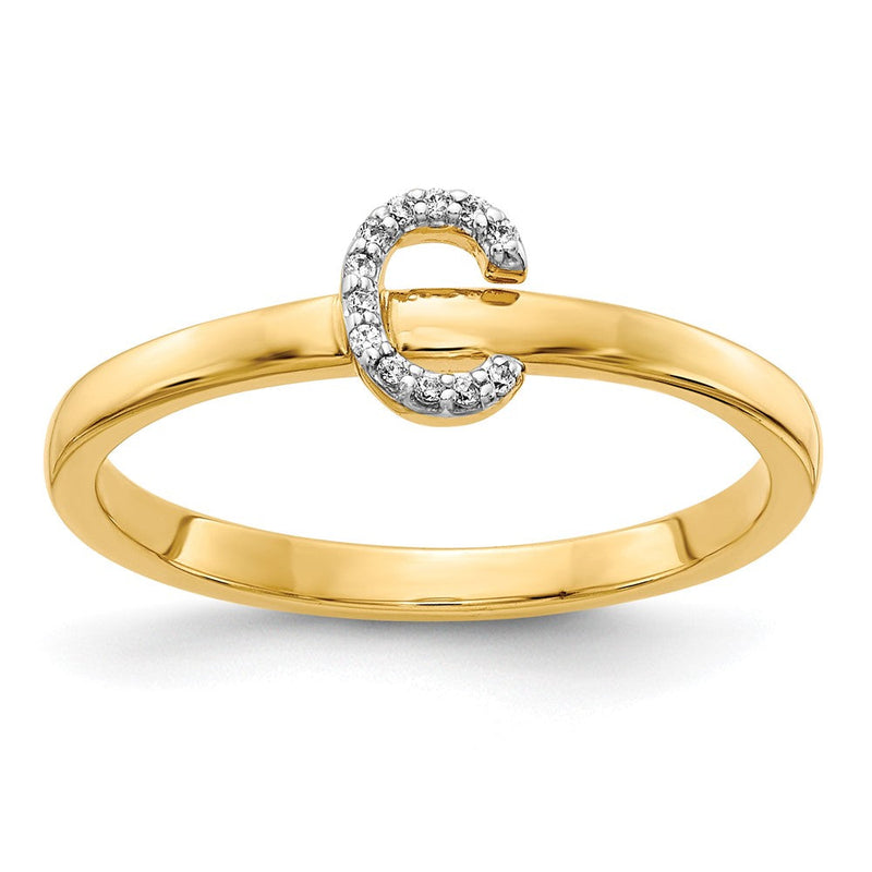 14K Gelbgold Ring mit natürlichem Diamant Initial „C“