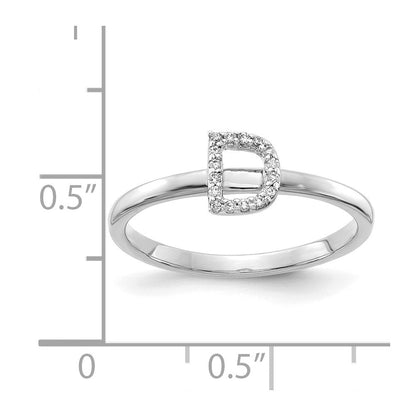 14K Weißgold Ring mit natürlichen Diamanten, Initiale „D