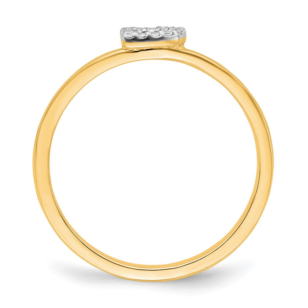 14K Gelbgold Ring mit natürlichem Diamant und Initiale „D“
