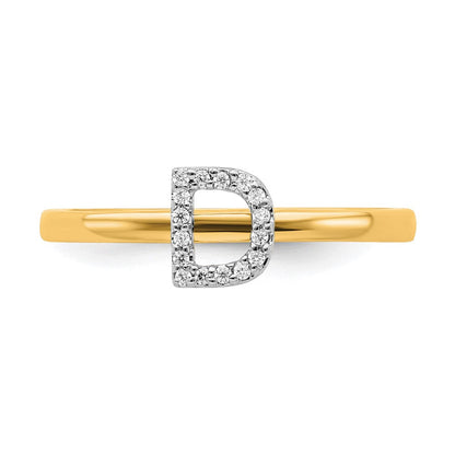 14K Gelbgold Ring mit natürlichem Diamant und Initiale „D“