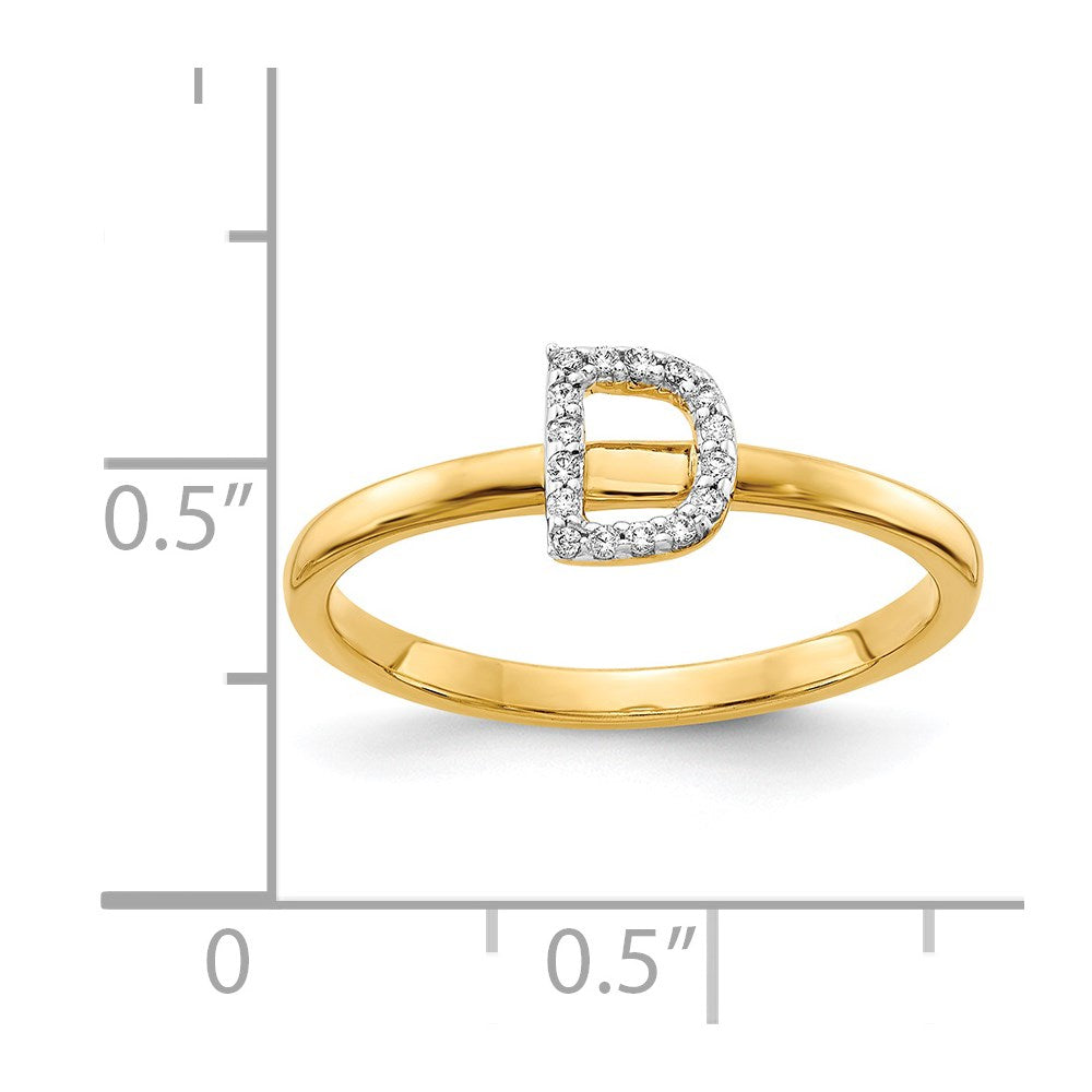 14K Gelbgold Ring mit natürlichem Diamant und Initiale „D“
