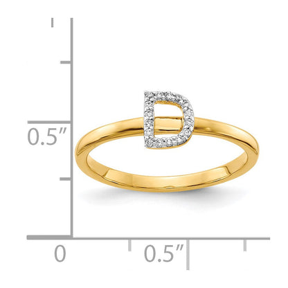 14K Gelbgold Ring mit natürlichem Diamant und Initiale „D“