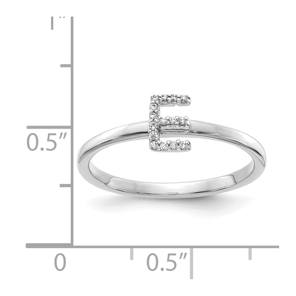 14K Weißgold Ring mit natürlichem Diamant-Initiale E