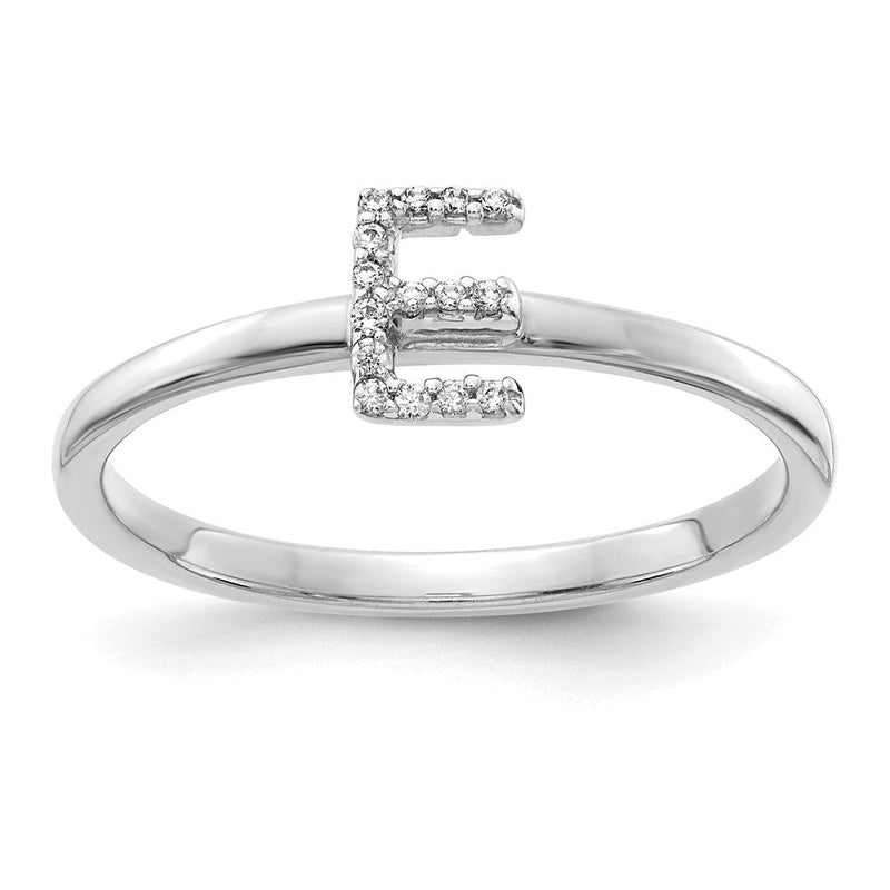 14K Weißgold Ring mit natürlichem Diamant-Initiale E