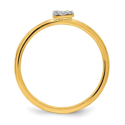 14K Gelbgold-Ring mit natürlichem Diamant, Initiale „E“