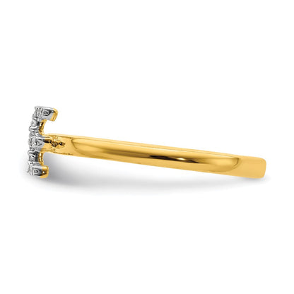 14K Gelbgold-Ring mit natürlichem Diamant, Initiale „E“