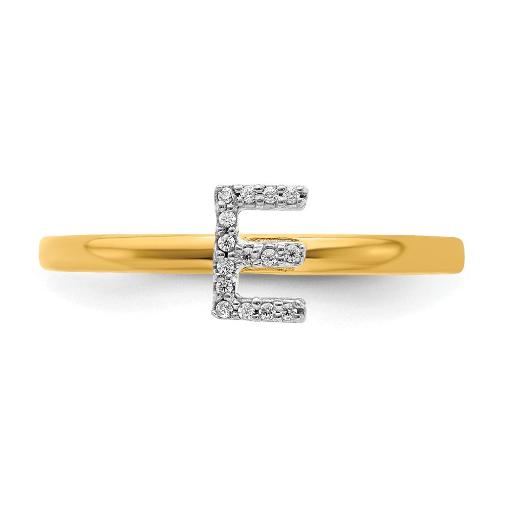 14K Gelbgold-Ring mit natürlichem Diamant, Initiale „E“