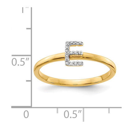 14K Gelbgold-Ring mit natürlichem Diamant, Initiale „E“