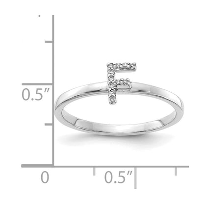 14K Weißgold Ring mit natürlichen Diamanten, Initiale F