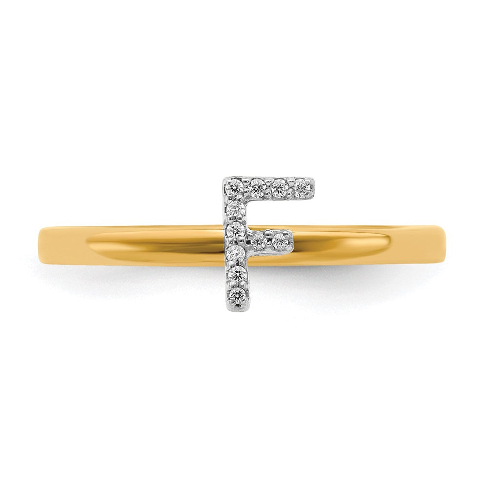 14K Gelbgold Ring mit natürlichem Diamant-Initial „F“