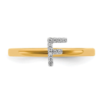 14K Gelbgold Ring mit natürlichem Diamant-Initial „F“