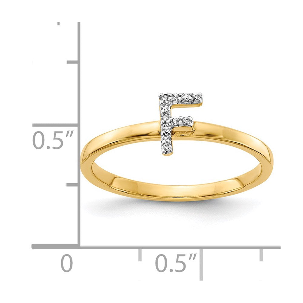 14K Gelbgold Ring mit natürlichem Diamant-Initial „F“