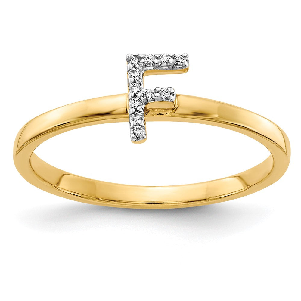 14K Gelbgold Ring mit natürlichem Diamant-Initial „F“