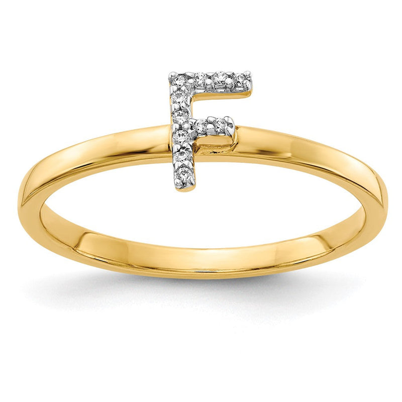 14K Gelbgold Ring mit natürlichem Diamant-Initial „F“