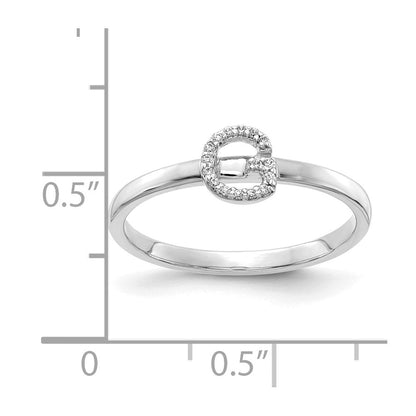 14K Weißgold Ring mit natürlichem Diamant-Initial „G“