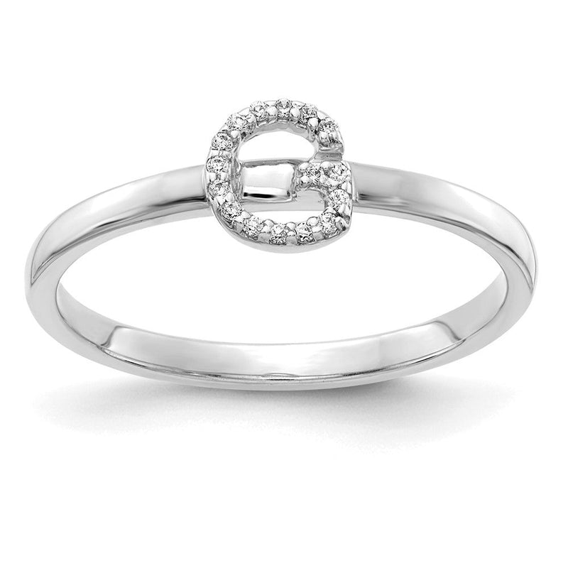 14K Weißgold Ring mit natürlichem Diamant-Initial „G“