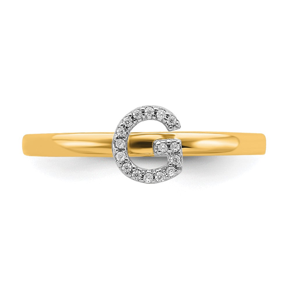 14K Gelbgold Ring mit natürlichem Diamant – Initiale „G“