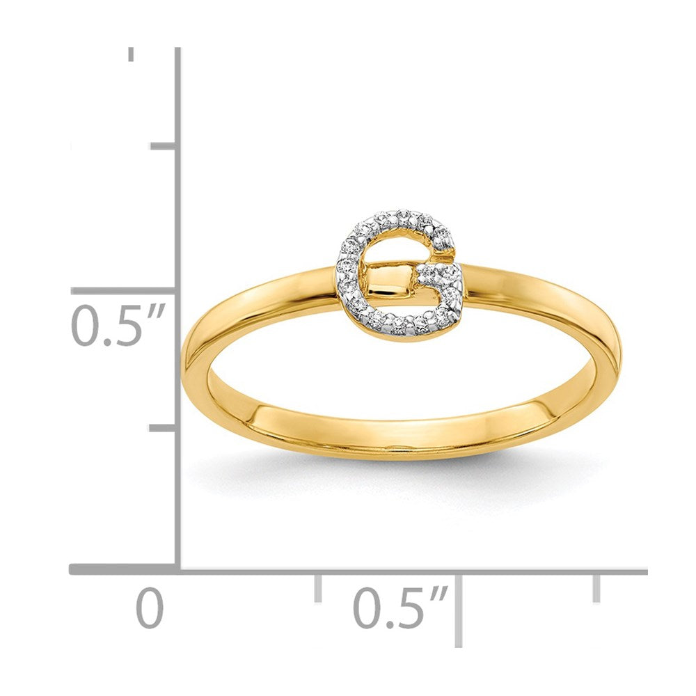 14K Gelbgold Ring mit natürlichem Diamant – Initiale „G“