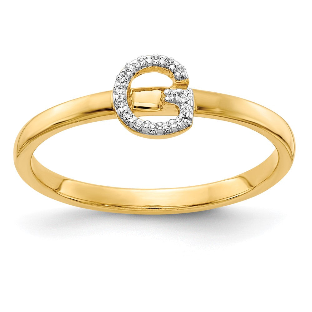 14K Gelbgold Ring mit natürlichem Diamant – Initiale „G“