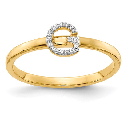 14K Gelbgold Ring mit natürlichem Diamant – Initiale „G“