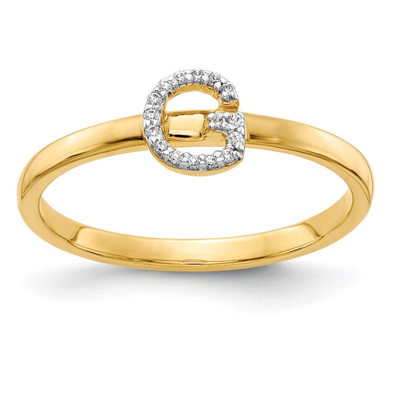 14K Gelbgold Ring mit natürlichem Diamant – Initiale „G“