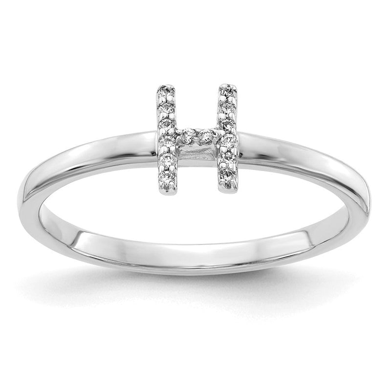 14K Weißgold Ring mit natürlichem Diamant-Initial „H“