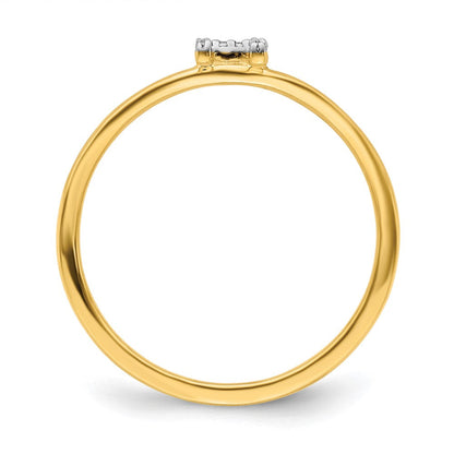14K Gelbgold Ring mit natürlichem Diamant – Initial „H“