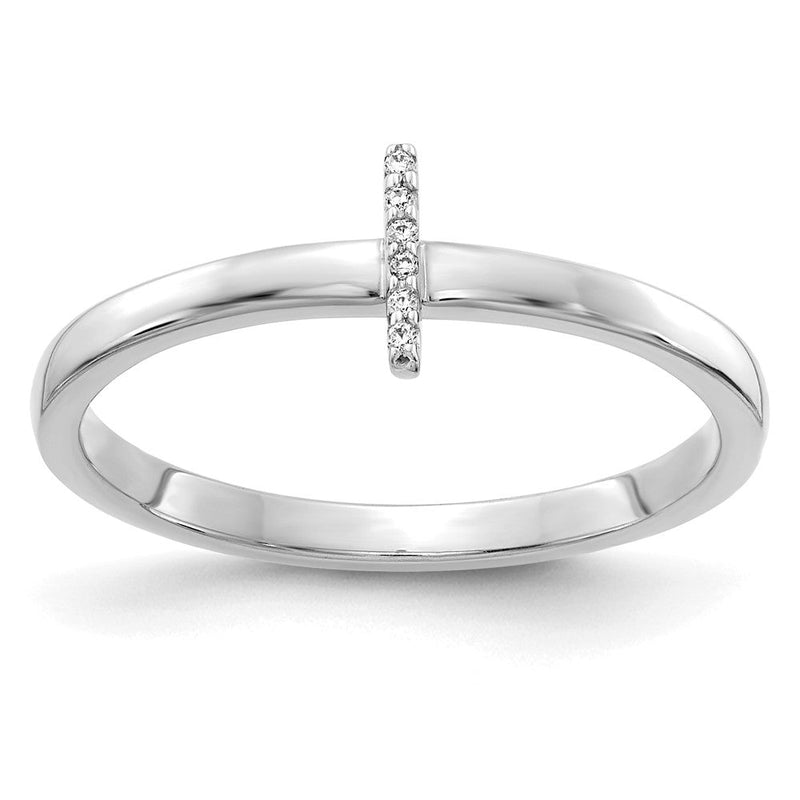 14K Weißgold Ring mit natürlichem Diamant-Initial „I“