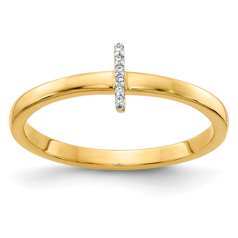 14K Gelbgold Ring mit natürlichem Diamant-Initial „I“