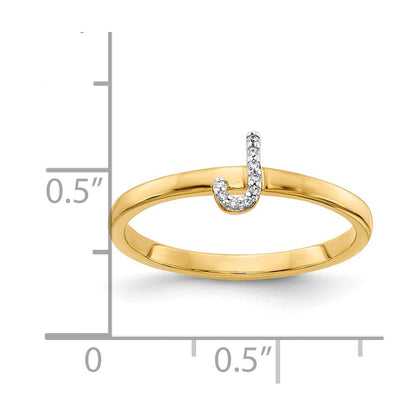 14K Gelbgold Ring mit natürlichem Diamant – Initiale "J"