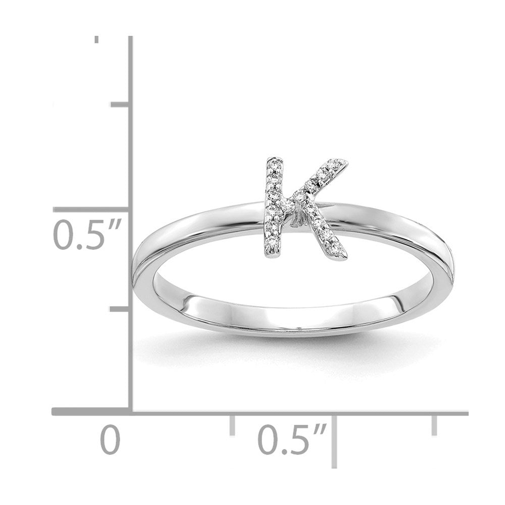 14K Weißgold Ring mit natürlichem Diamant-Initial „K“