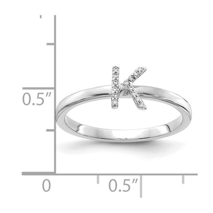 14K Weißgold Ring mit natürlichem Diamant-Initial „K“