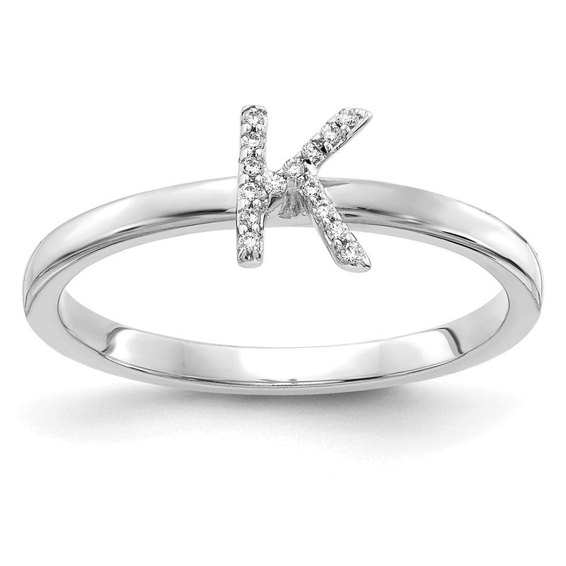 14K Weißgold Ring mit natürlichem Diamant-Initial „K“