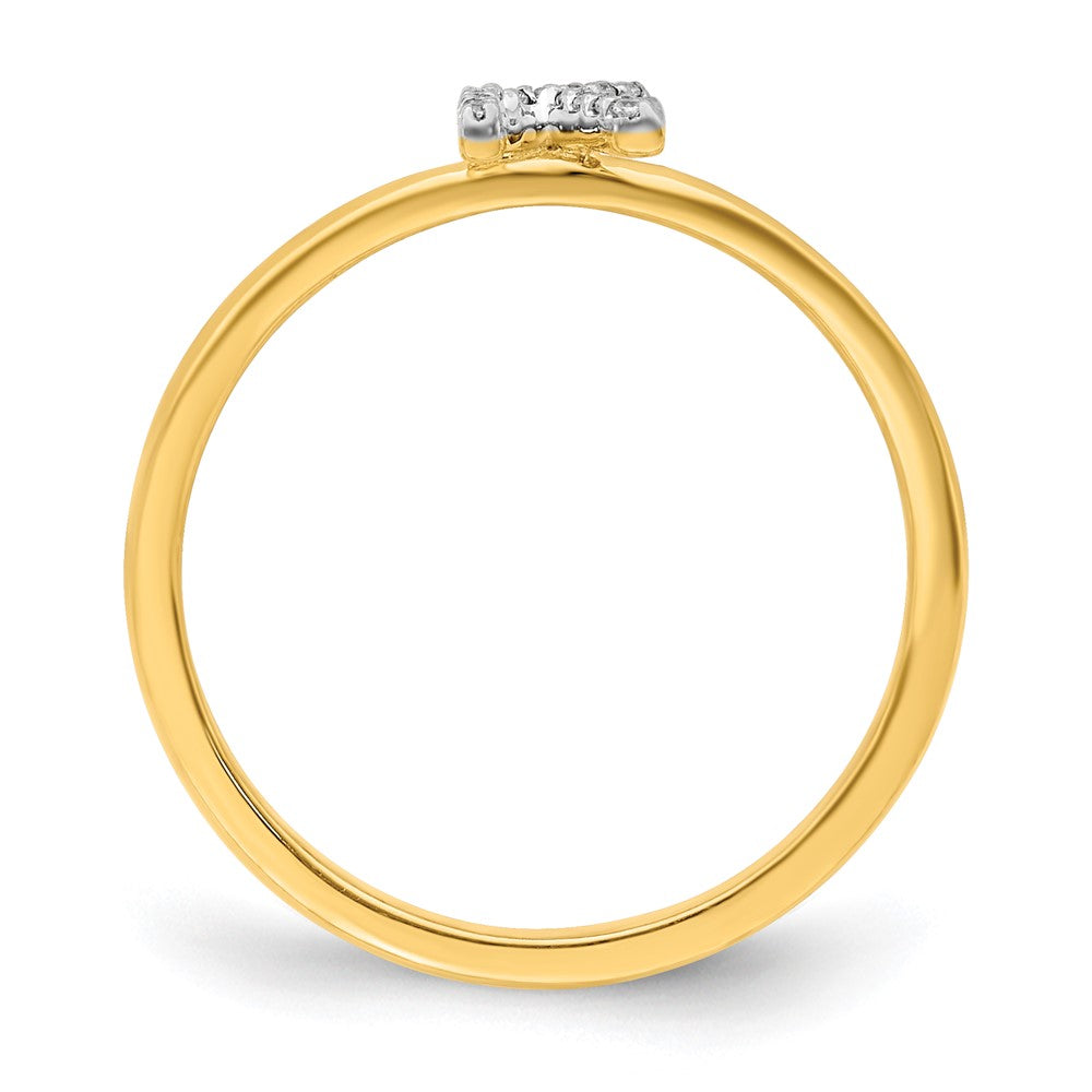 14K Gelbgold Ring mit natürlichem Diamant und Initiale „K“