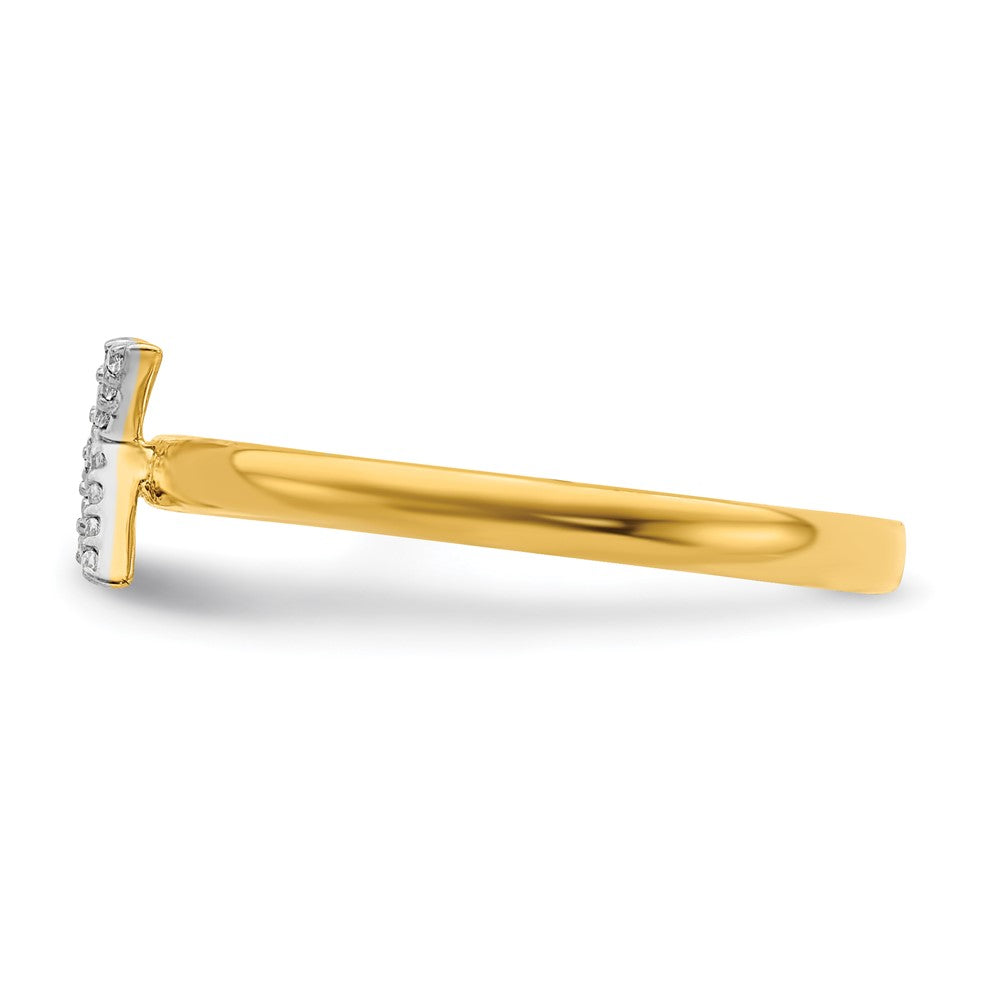 14K Gelbgold Ring mit natürlichem Diamant und Initiale „K“