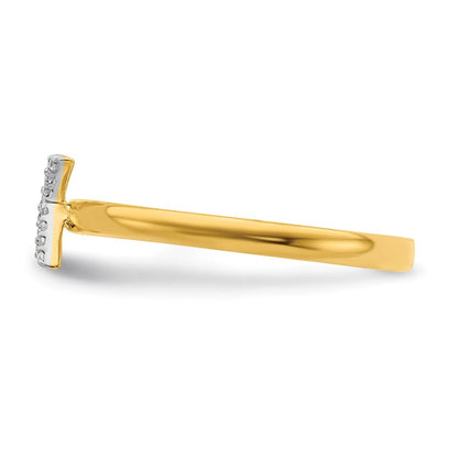 14K Gelbgold Ring mit natürlichem Diamant und Initiale „K“