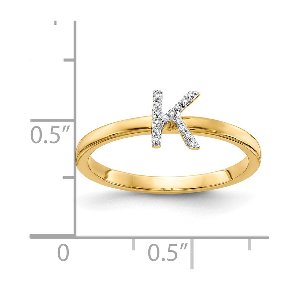 14K Gelbgold Ring mit natürlichem Diamant und Initiale „K“