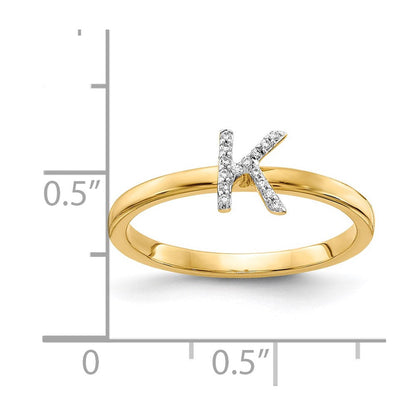 14K Gelbgold Ring mit natürlichem Diamant und Initiale „K“