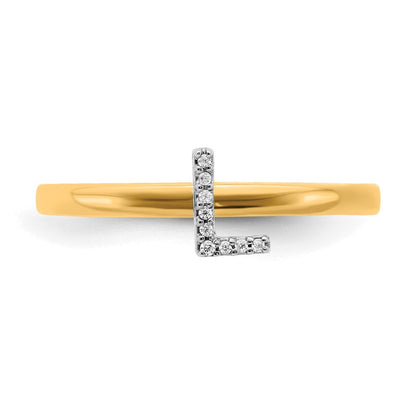 14K Gelbgold Ring mit Initiale L und natürlichen Diamanten