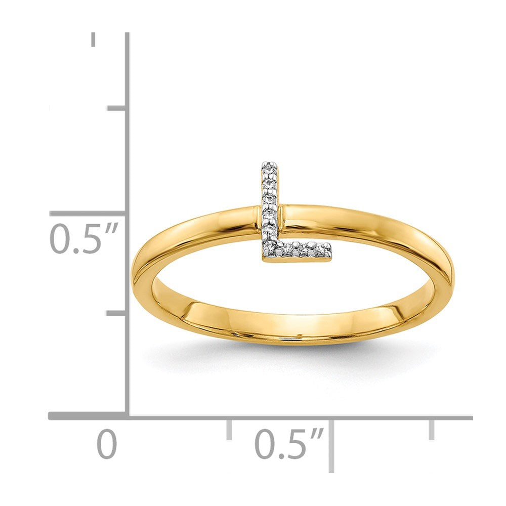 14K Gelbgold Ring mit Initiale L und natürlichen Diamanten
