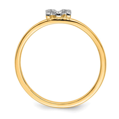14K Gelbgold Ring mit natürlichem Diamant – Initiale M