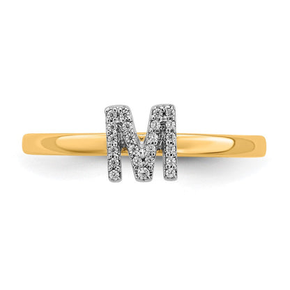 14K Gelbgold Ring mit natürlichem Diamant – Initiale M