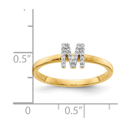 14K Gelbgold Ring mit natürlichem Diamant – Initiale M
