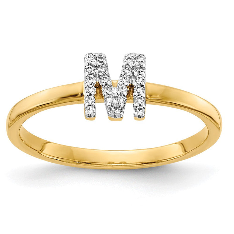 14K Gelbgold Ring mit natürlichem Diamant – Initiale M