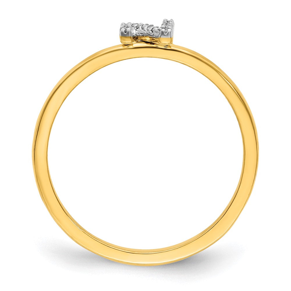 Initial-Ring „N" mit echten Diamanten aus 14K Gelbgold