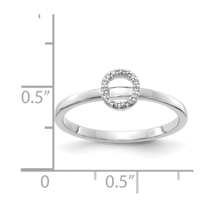 14K Weißgold Ring mit natürlichen Diamanten, Initiale „O“