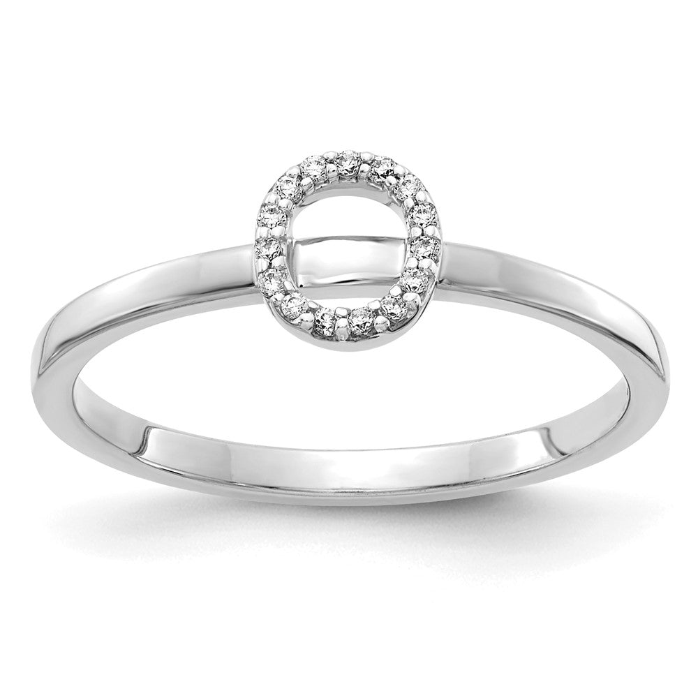 14K Weißgold Ring mit natürlichen Diamanten, Initiale „O“
