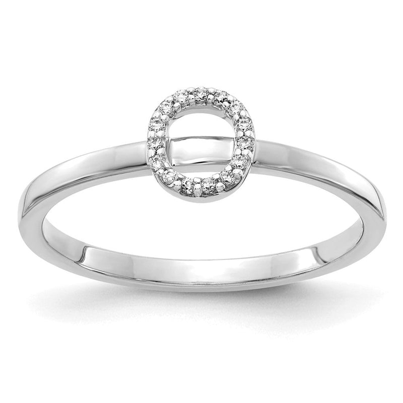 14K Weißgold Ring mit natürlichen Diamanten, Initiale „O“